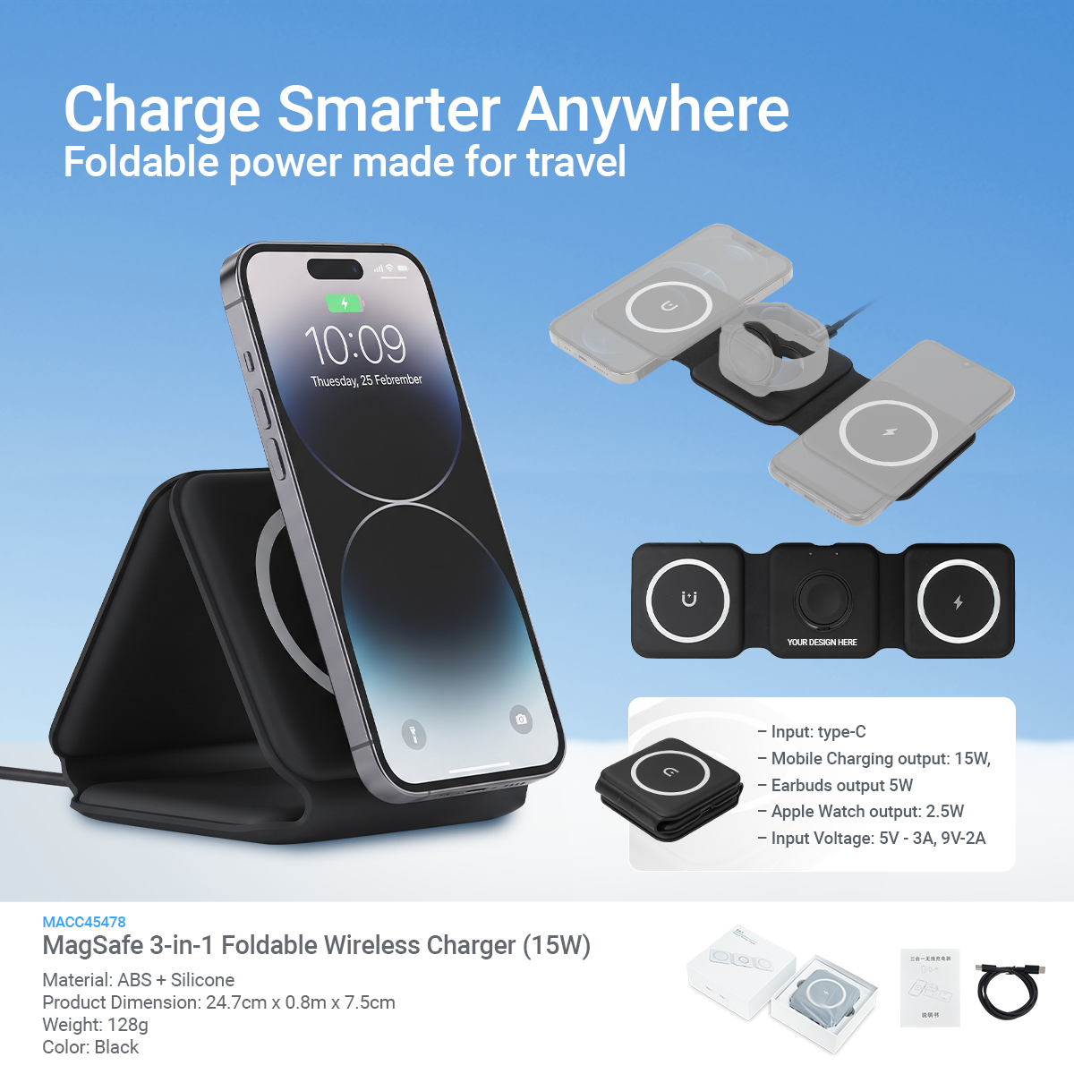 FOLD MagSafe 3-in-1 Foldable Wireless Charger (15W) 2